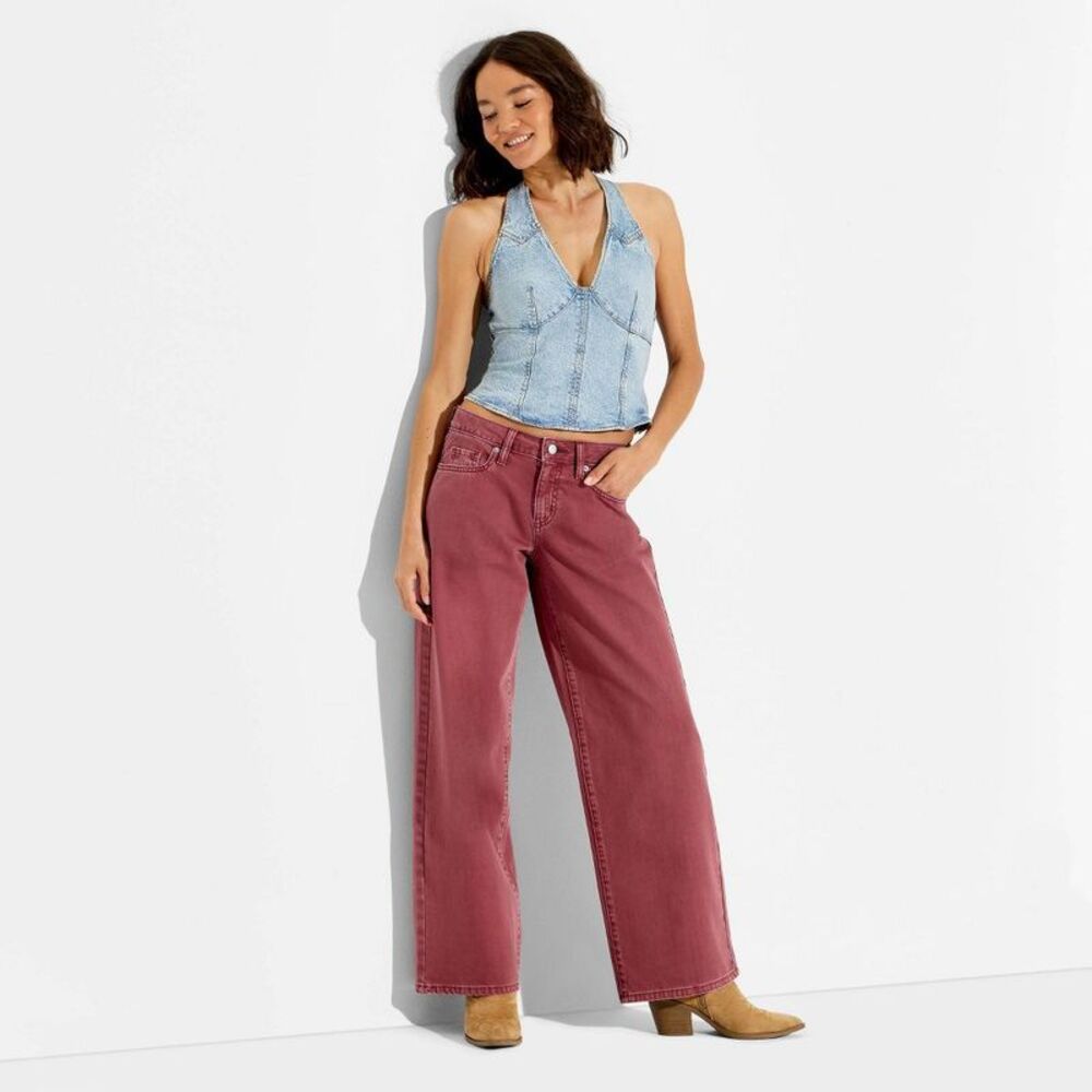 Women's Low-Rise Baggy Jeans - Wild Fable Grape Purple 10